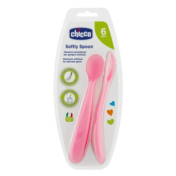 CUCHARA EASY MEAL SILICONA ROSA X2 - CHICCO