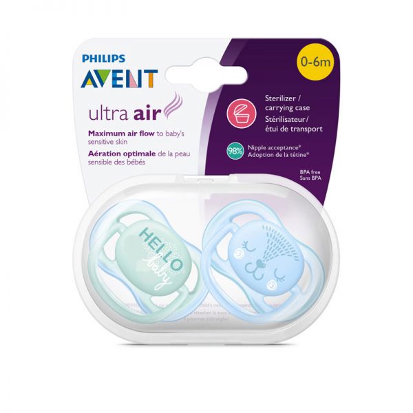 CHUPETE X2 ULTRA AIR 0-6 M HELLO BABY CELESTE - AVENT 34220