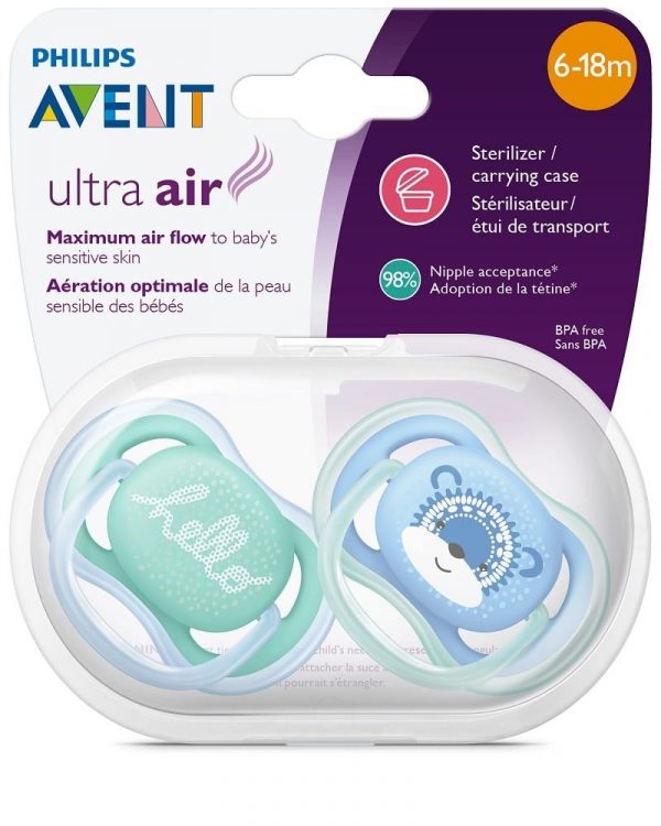 CHUPETE X2 ULTRA AIR 6-18M HELLO OSITO CELESTE - AVENT 34222