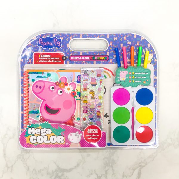 SUPER VALIJA PEPPA PIG MEGA COLOR ACUARELAS - VERTICE