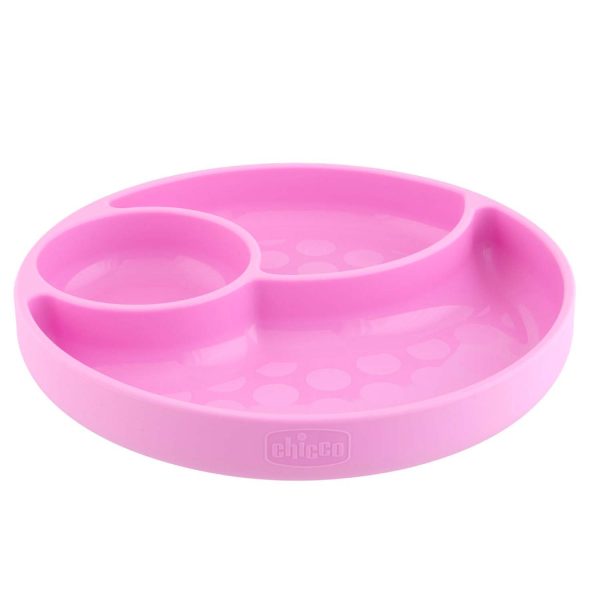 PLATO DE SILICONA CON DIVISIONES ROSA - CHICCO