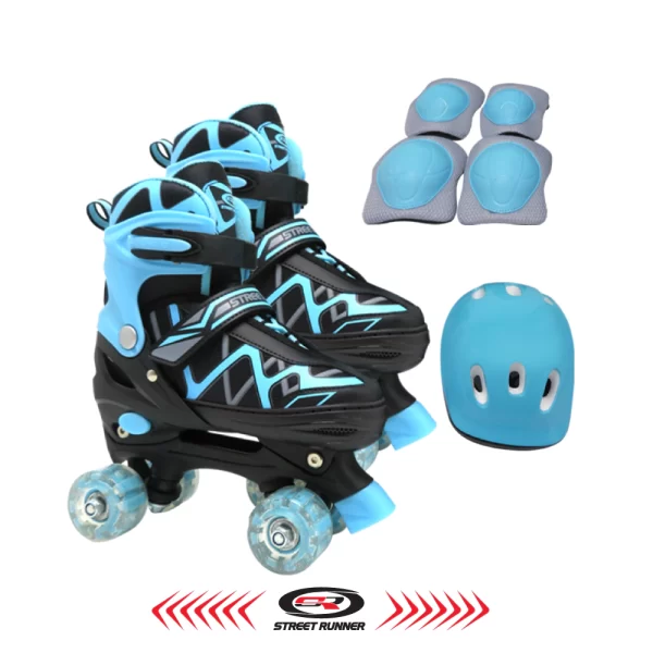 PATIN CON CASCO Y RODILLERA CON CODERA STREET RUNNER - RAINBOW