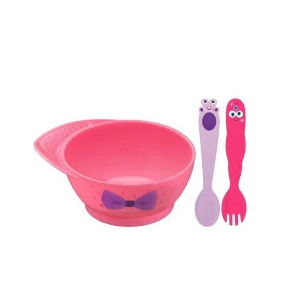 PLATO BOWL CON CUBIERTOS MONSTER BABY ROSA - TRAMONTINA