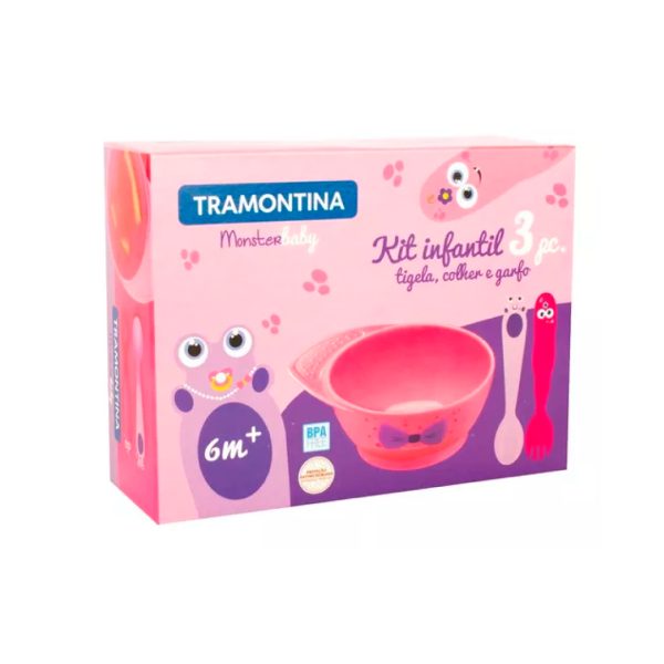 PLATO BOWL CON CUBIERTOS MONSTER BABY ROSA - TRAMONTINA - Image 2