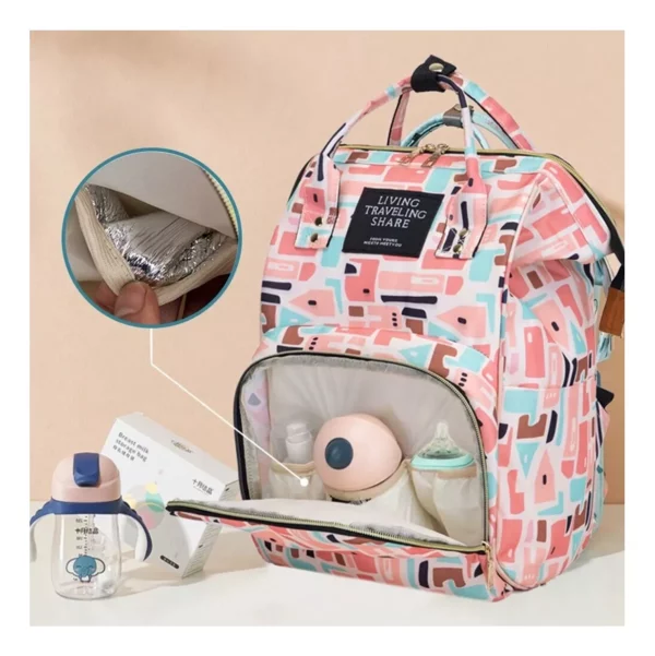 MOCHILA MATERNAL CON BOLSILLO TERMICO ROSA  MULTICOLOR - BRICONNE - Image 2