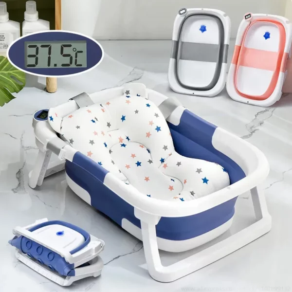 BAÑERA ULTRA PLEGABLE C/ TERMOMETRO DIGITAL Y REDUCTOR - MOTEK