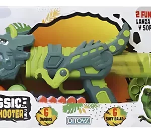 PISTOLA DINO 2 EN 1 LANZA DARDOS Y PELOTAS - DITOYS