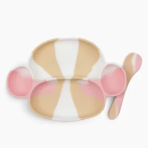 SET PLATO CON DIVISION Y CUCHARA SILICONA - MONO LULO