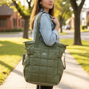 BOLSO MATERNAL VERDE CON PORTA CHUPETE - MEGABABY