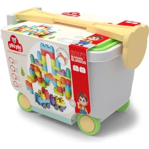 CARRO DE ARRASTRE CON BLOQUES SOFT 65 PZ- PHI PHI TOYS